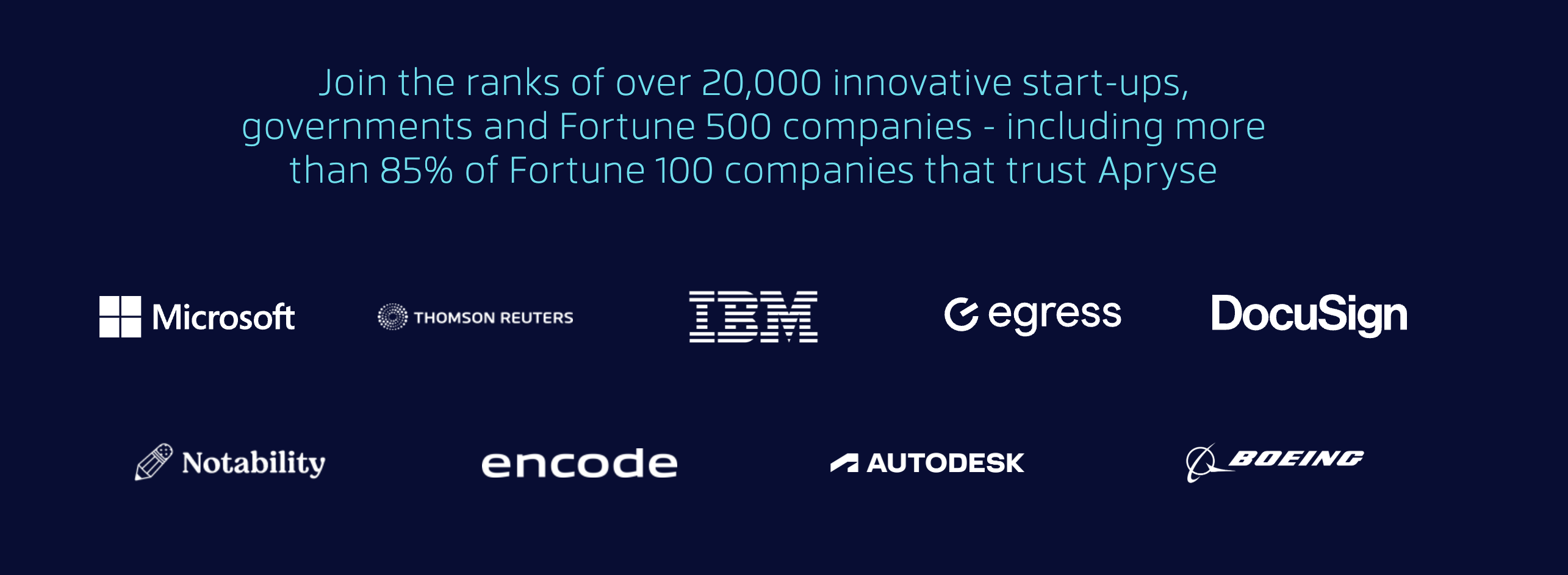 Screenshot of Apryse&rsquo;s customer logo grid, showing companies including IBM, DocuSign, HP, Salesforce, Workday, Mastercard, Chase, Autodesk, Panasonic, Samsung, Sony, and VMware.