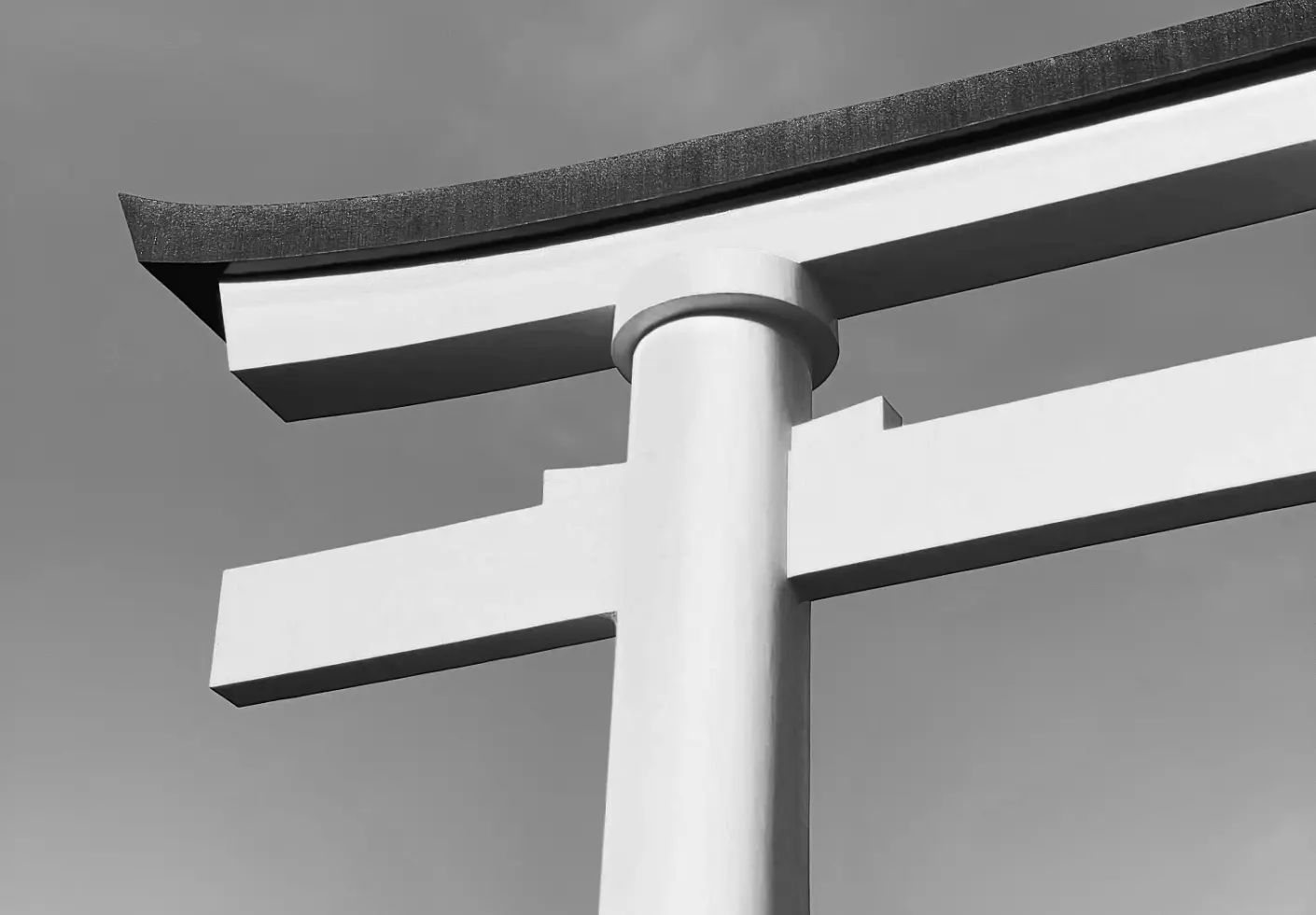 The top edge of a traditional Japanese gate also known as a torii